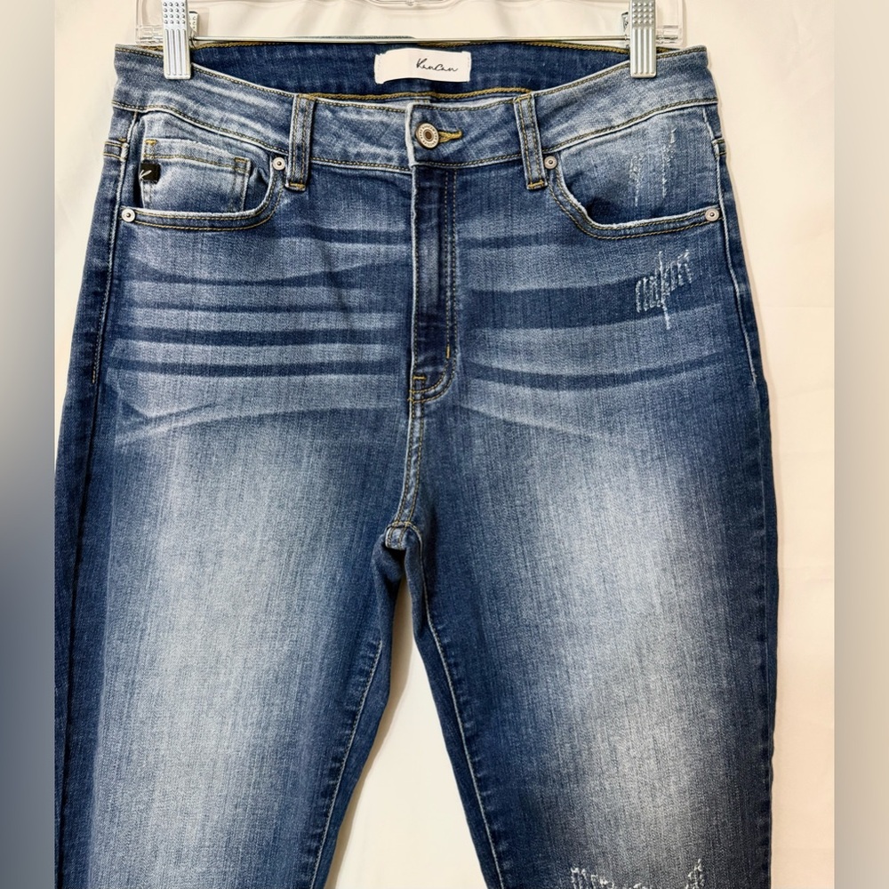 KanCan Ankle Length Distressed High Rise Skinny Jeans With Raw Frayed Hem Sz 13 - Picture 6 of 13